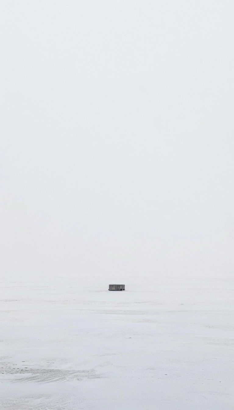 Stark Minimalist Landscape with Isolated Dark Structure Mobile Wallpaper