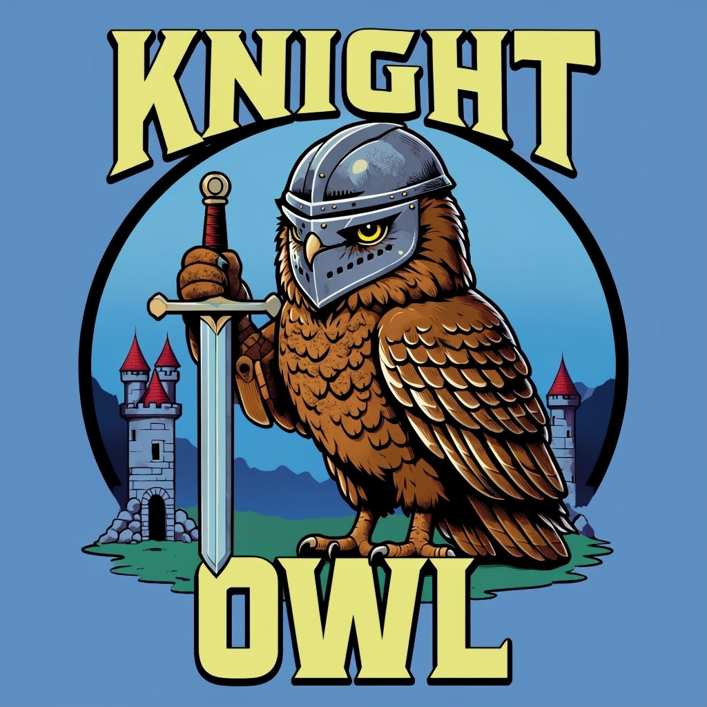 Knightly Owl in Armor Illustration T-Shirt