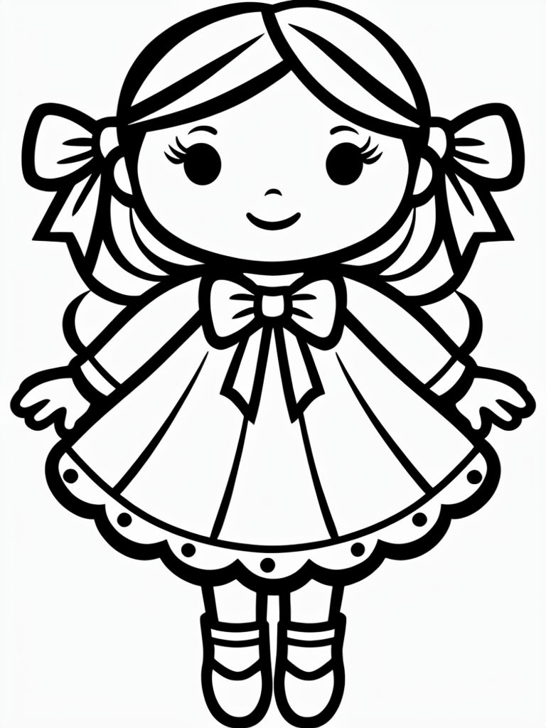 Whimsical Cartoon Girl Coloring Page for Beginners Coloring Book Pages