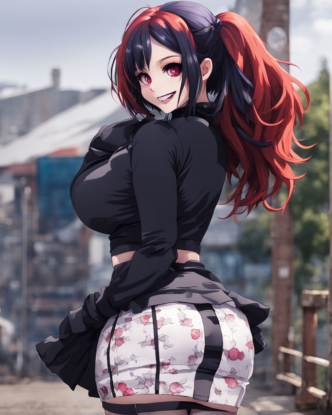 Huge boobs goth anime woman by Joseph Mecham - Playground