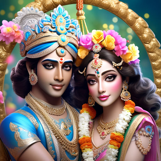 God krishna and Goddess radha wearing dazzling flower jewell... by ...