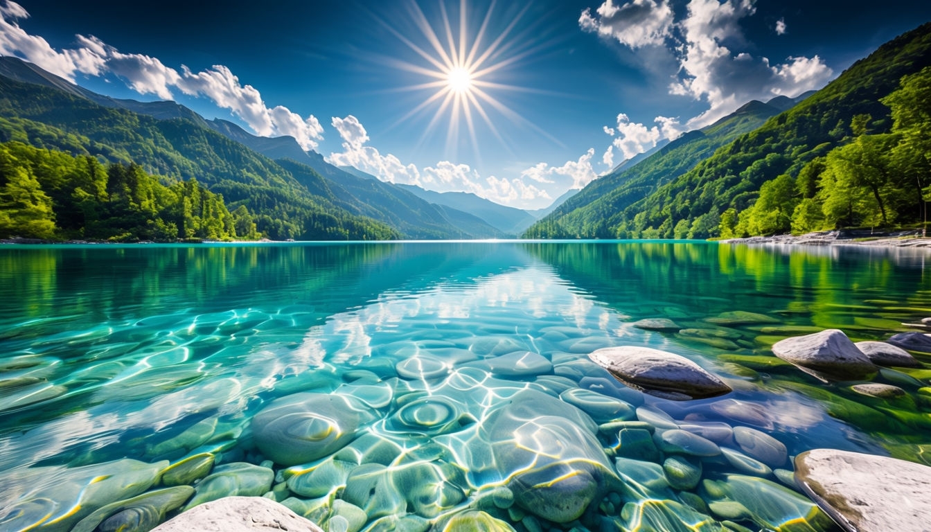 Serene Mountain Lake Landscape Photography Virtual Background