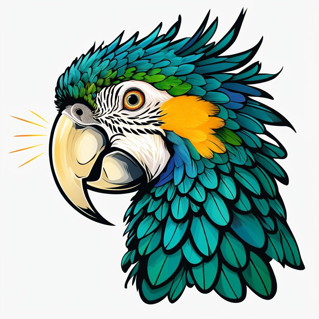 Vibrant Cartoon Parrot Head Illustration Sticker