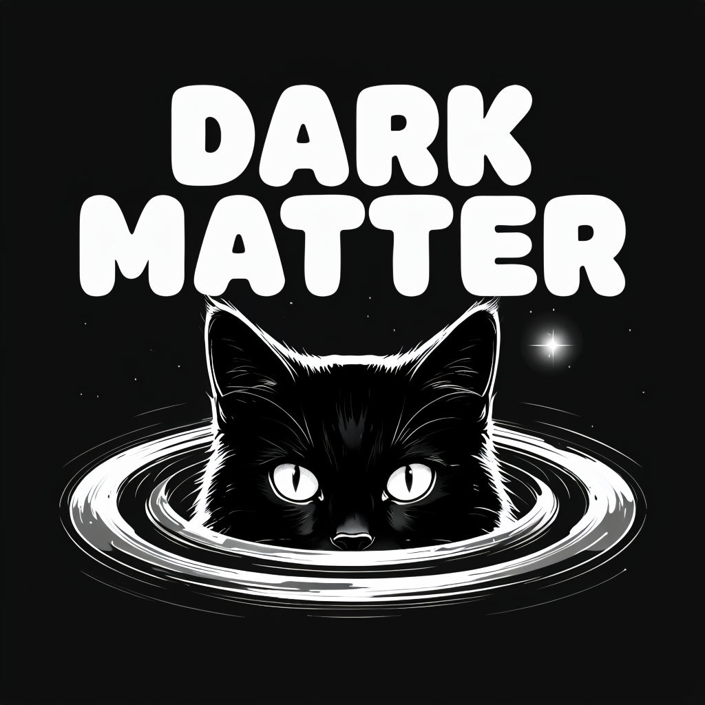 Dark Matter Cosmic Cat Illustration T-Shirt