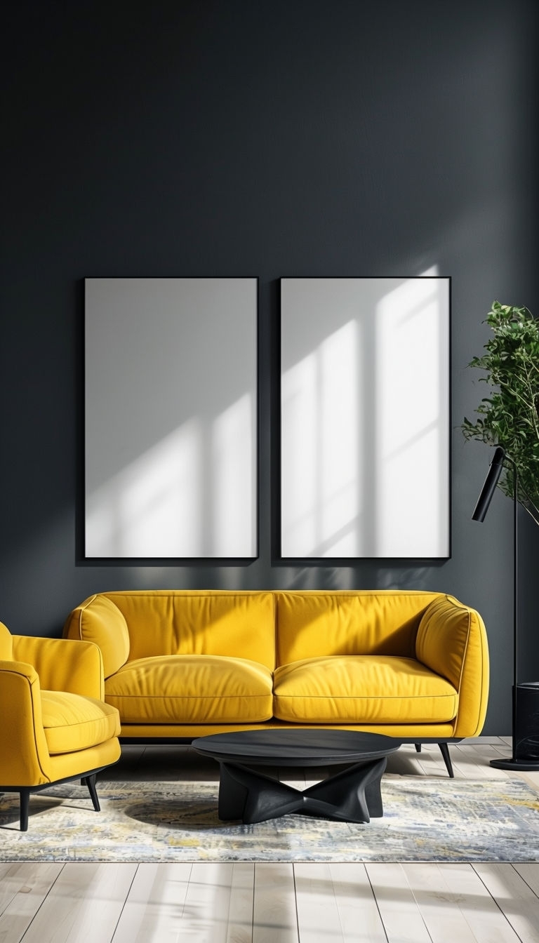 Sophisticated Minimalist Living Room Interior Design Mockup