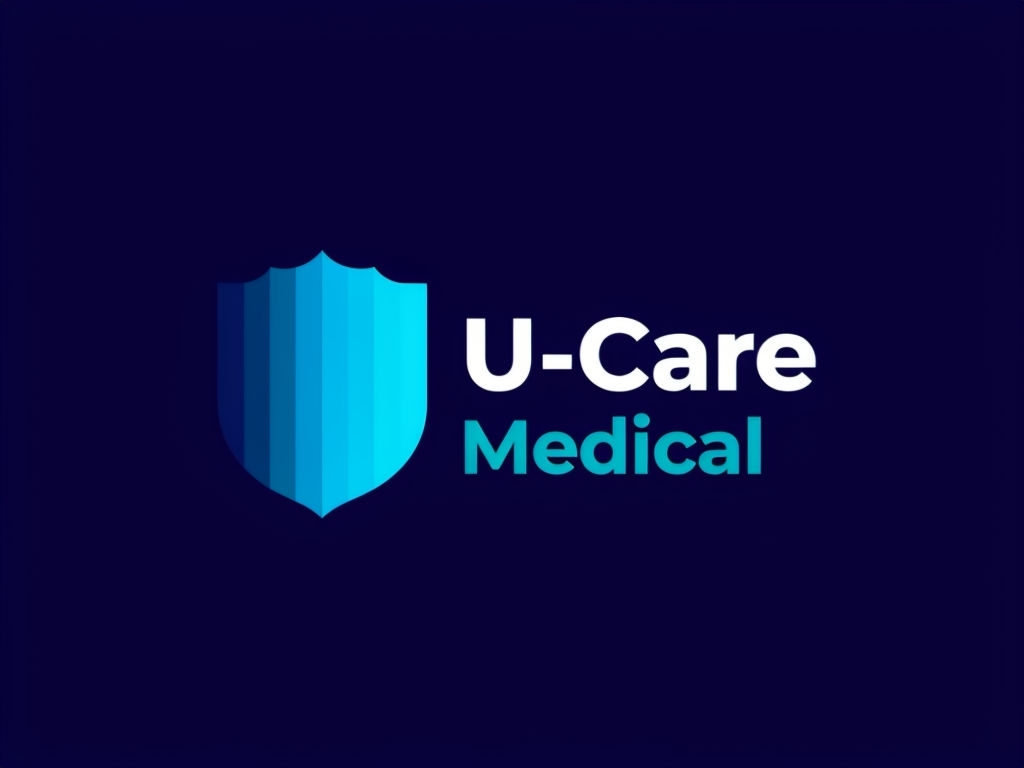 Minimalist Blue U-Care Medical Shield Logo Design for Healthcare