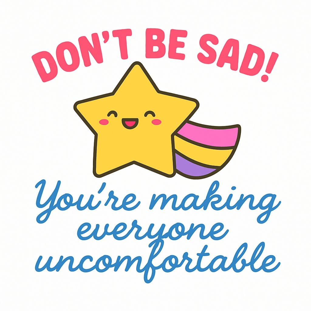 Cheerful Cartoon Star Motivational Sticker with Uplifting Message