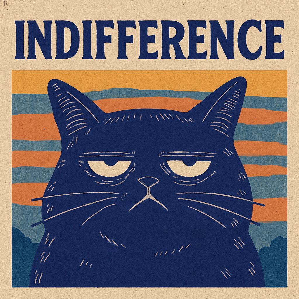 Navy Blue Cat with Indifferent Expression Vintage Album Cover