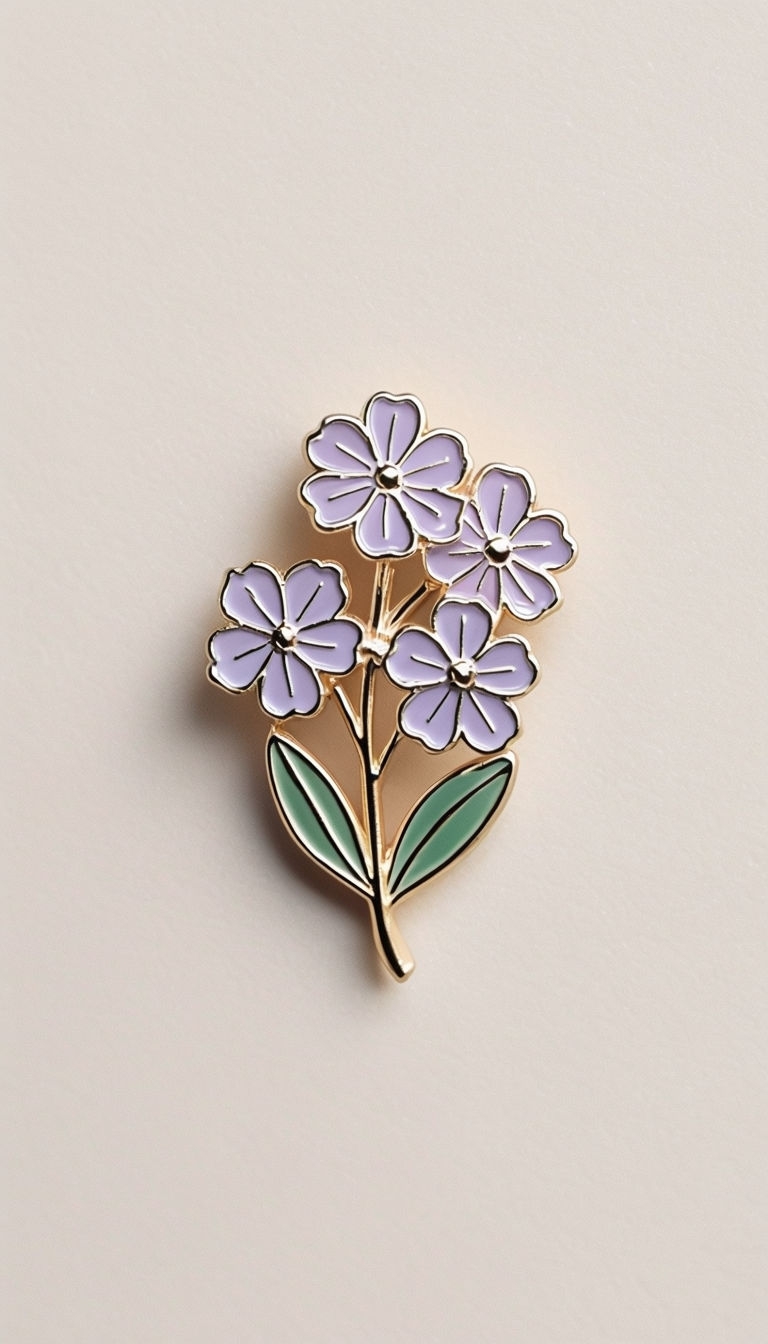 Elegant Lavender Flower Enamel Pin Design for Phone Case Cover