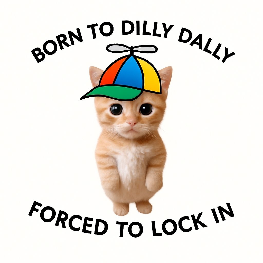Adorable Orange Tabby Kitten with Whimsical Helicopter Hat Sticker