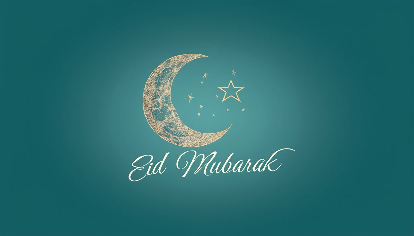 Elegant Crescent Moon and Star Eid Mubarak Social Media Post