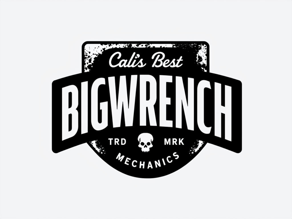 Bold Black Cali's Best Bigwrench Logo Design with Vintage Elements