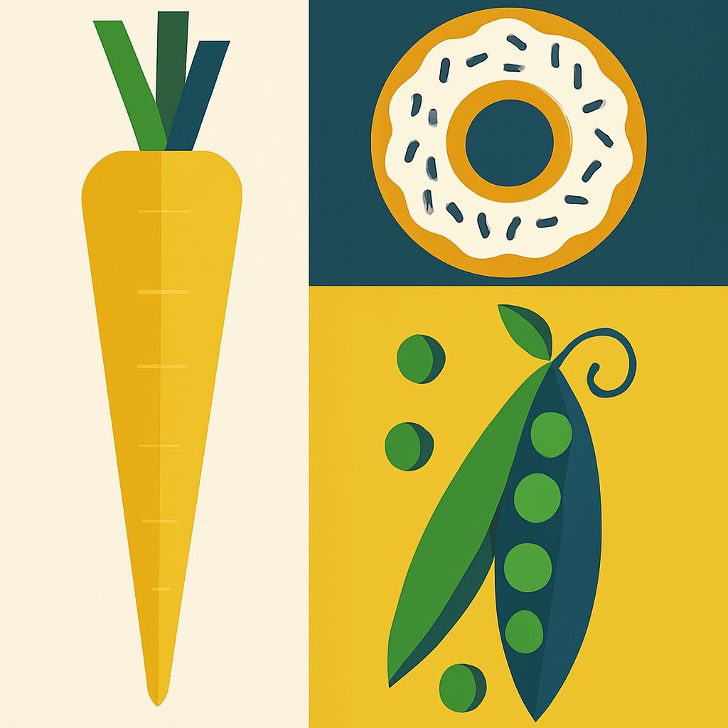 Minimalist Food Items Grid Illustration Seamless Pattern