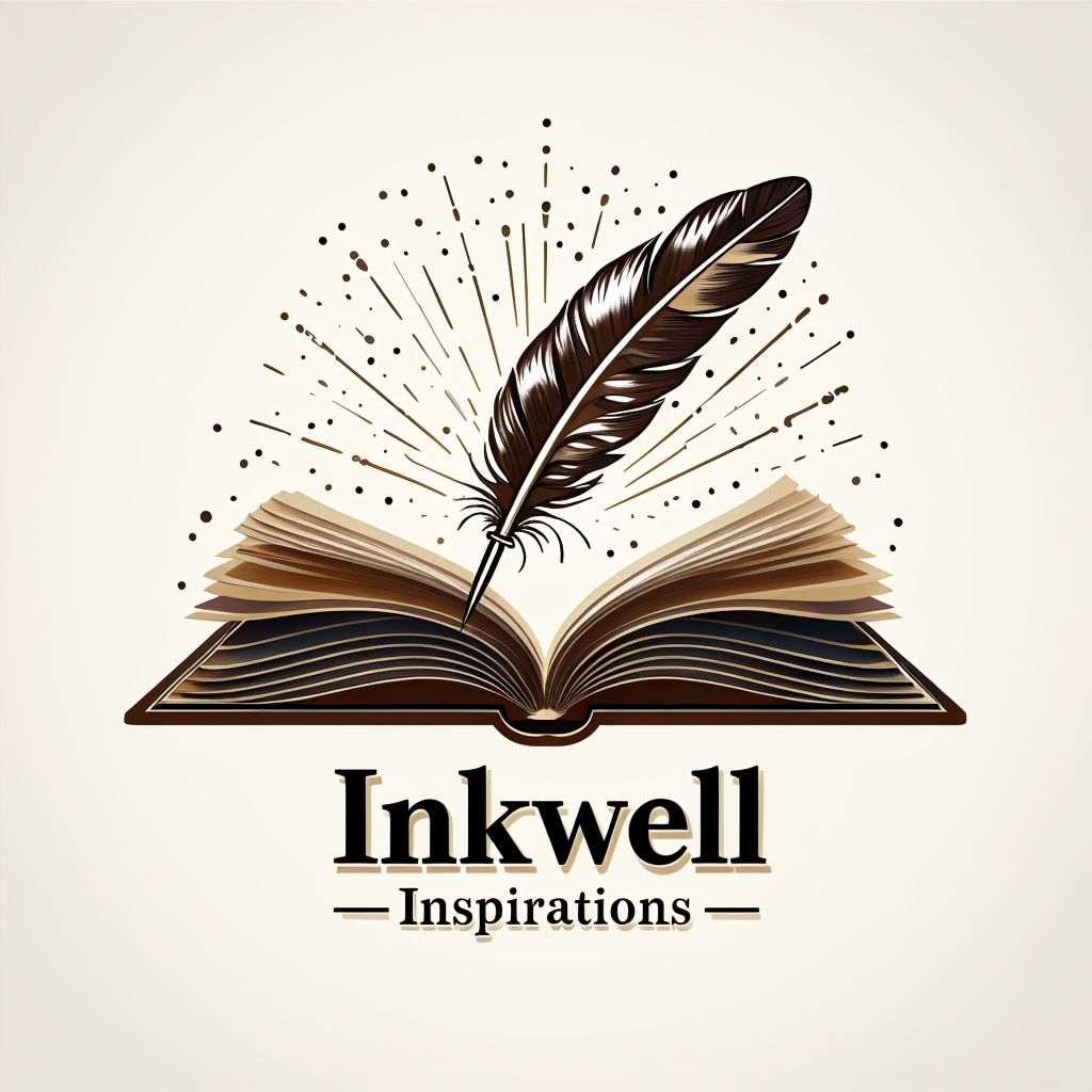 Elegant Modern Inkwell Logo with Quill and Book Design