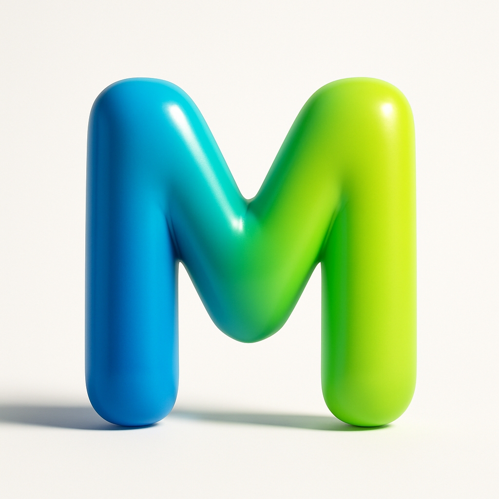 Vibrant 3D Inflatable Letter M Design Monogram