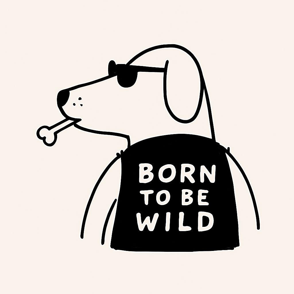 Cool Cartoon Dog with Sunglasses and Bone Sticker