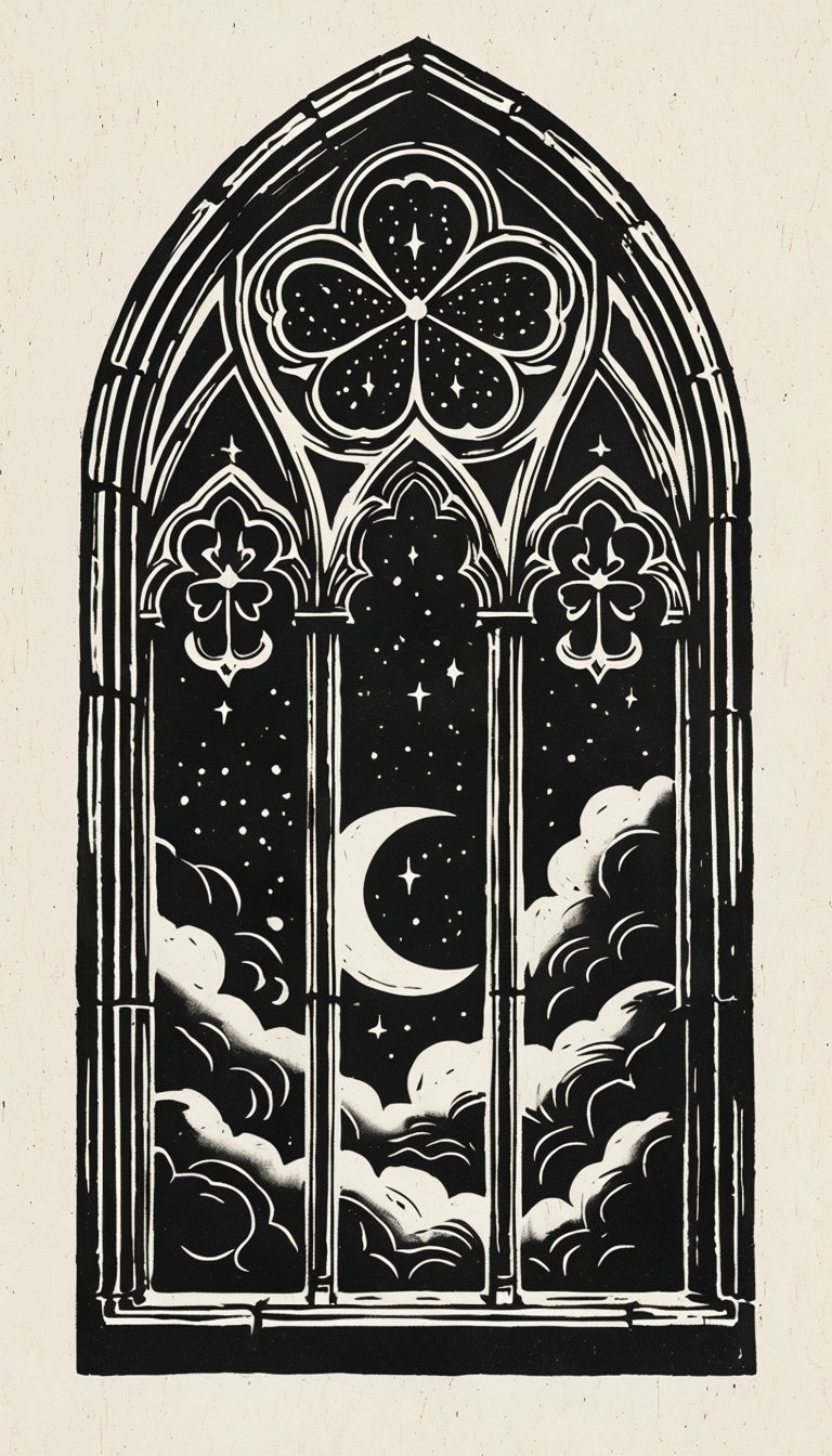 Ornate Gothic Window Illustration Design for Phone Case Cover