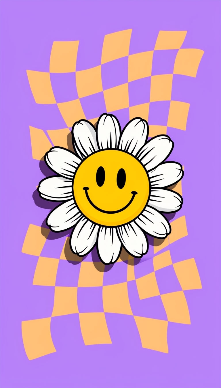 Cheerful Cartoon Daisy with Smiley Face Pop Art Phone Case Cover
