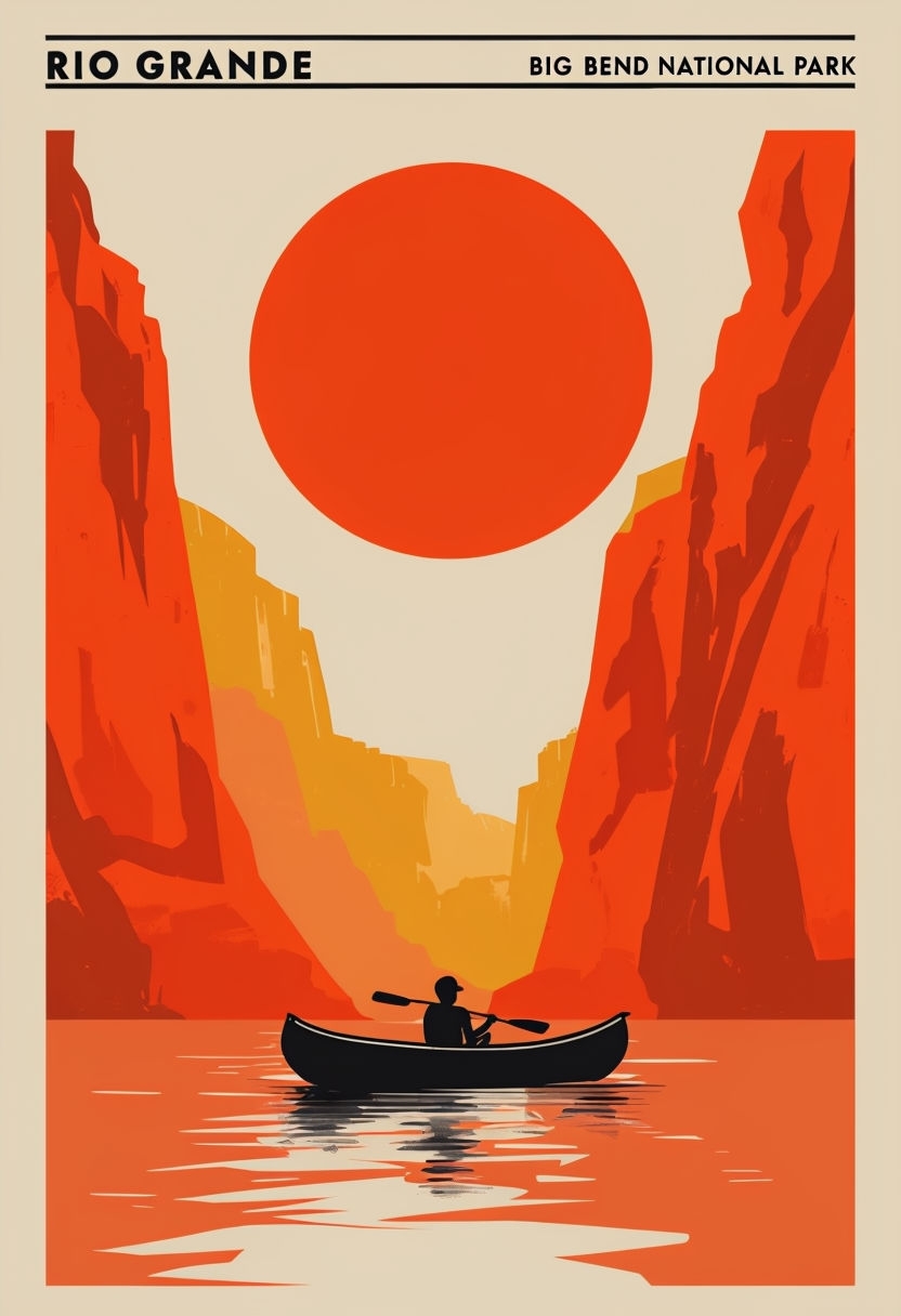 Minimalist Rio Grande Adventure in Big Bend National Park Poster