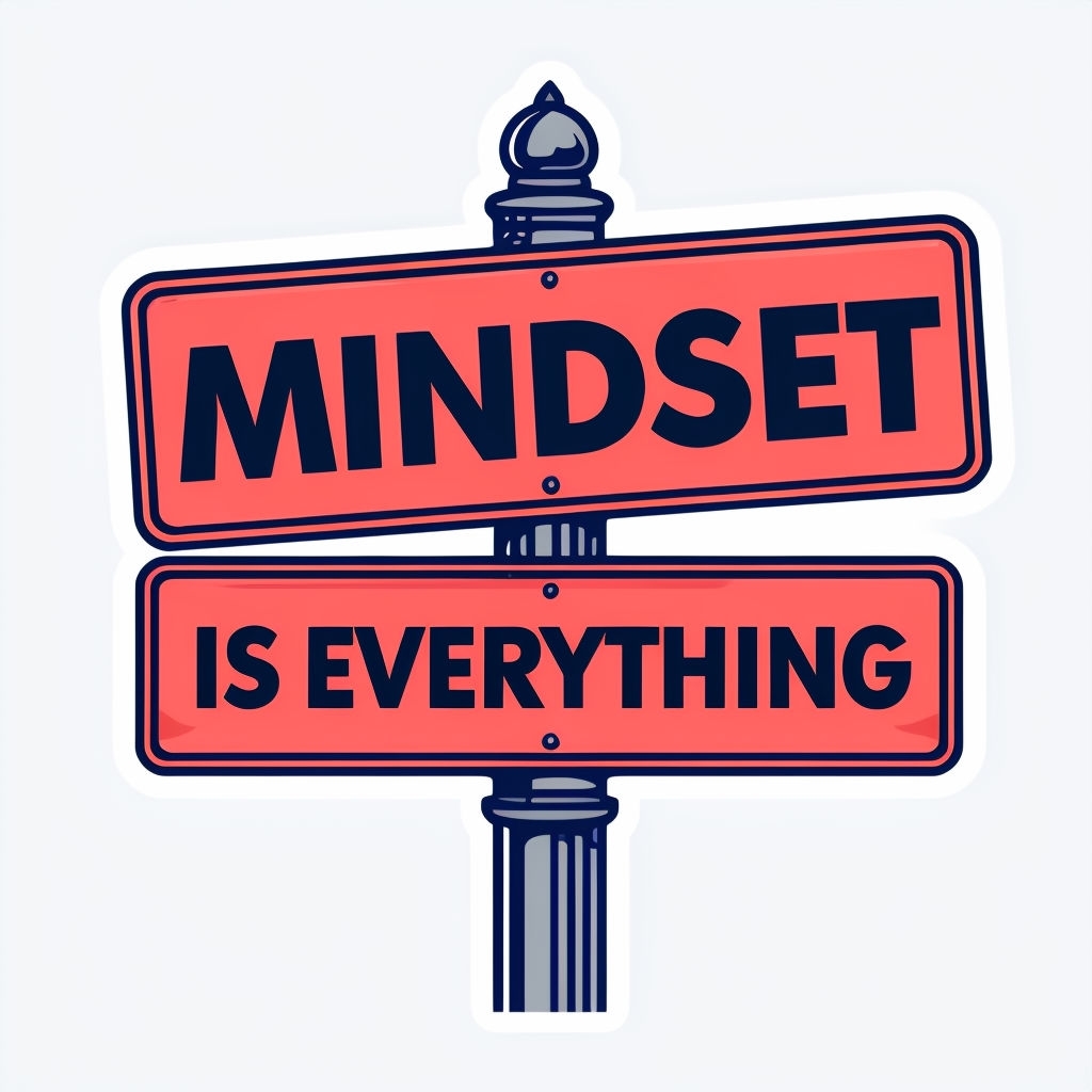 Coral Red Mindset Is Everything Street Sign Sticker