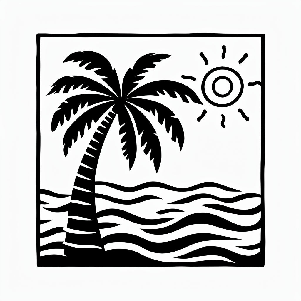 Tropical Palm Tree Silhouette Minimalist Sticker
