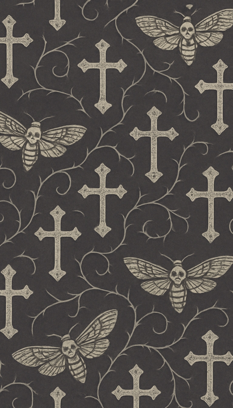 Gothic Skull Moth and Cross Pattern Phone Case Cover