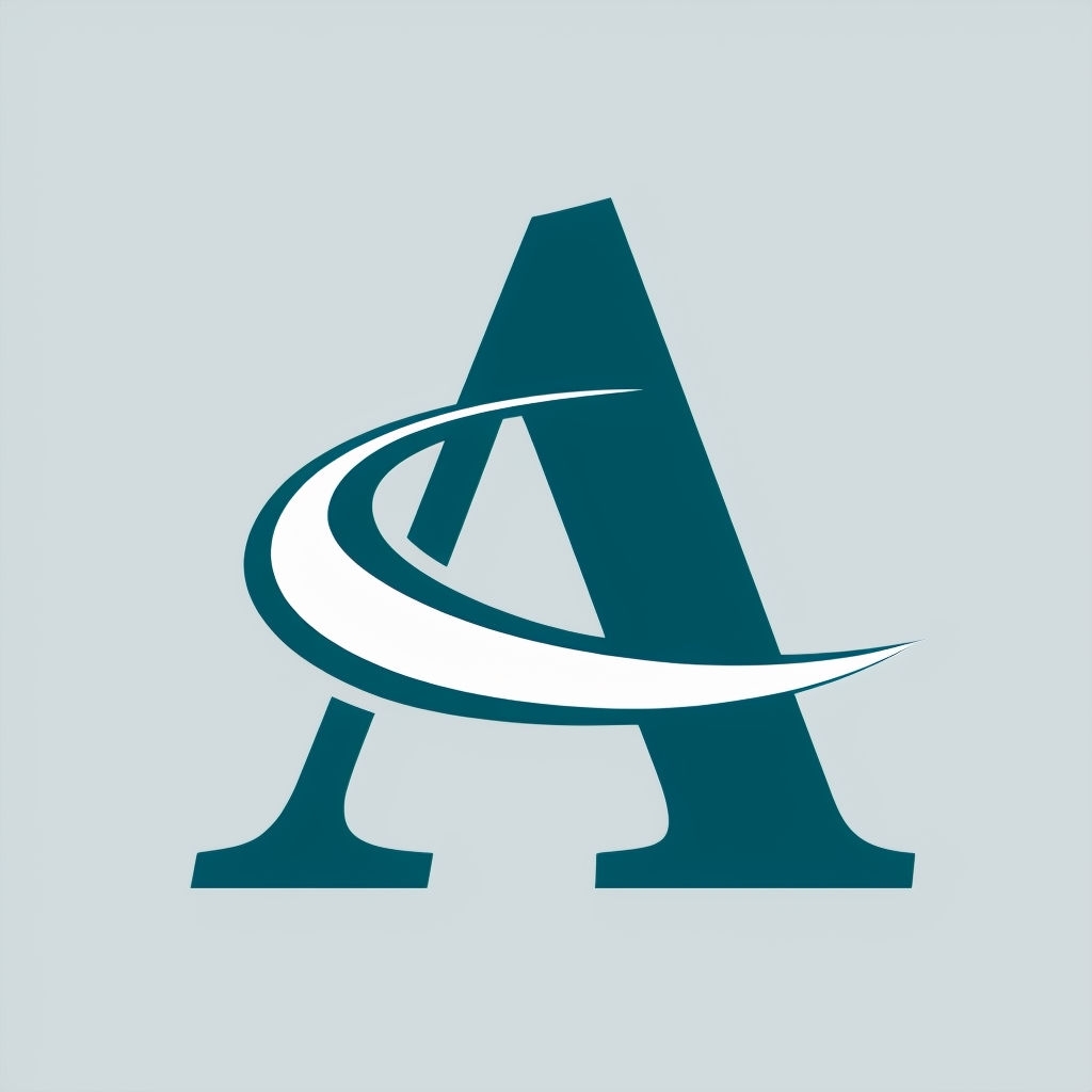Modern Teal Letter A Monogram with Abstract Curves Design Monogram
