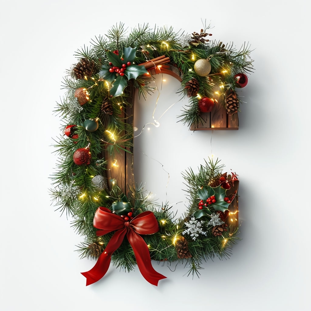 Festive Monogram Letter C Decorated for Christmas Cheer Monogram