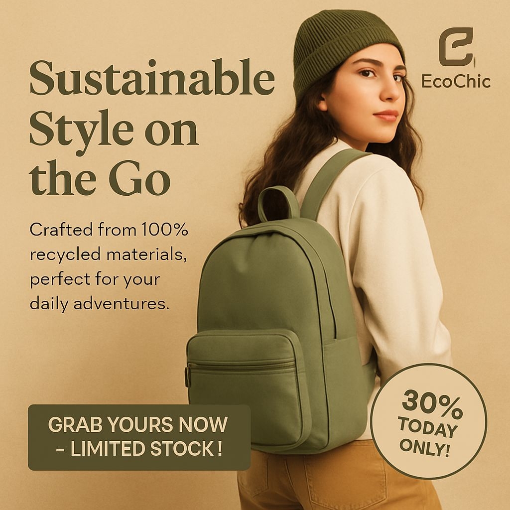 Trendy Eco-Friendly Backpack Design with Sustainable Style Ads