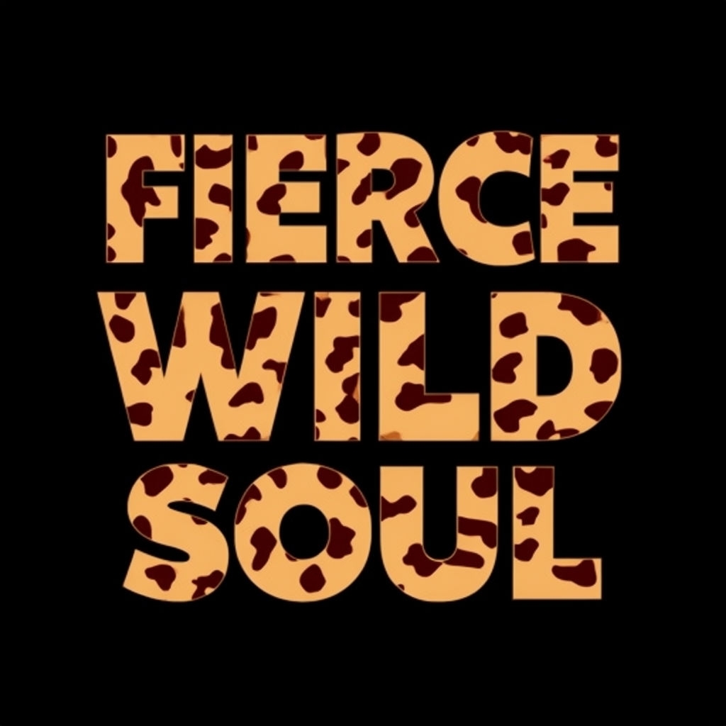 Fierce Wild Soul Leopard Print Typography T-Shirt