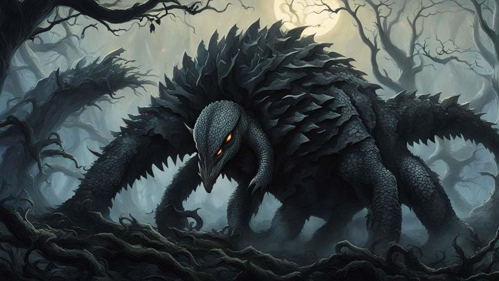 Terrifying pangolin-spider kaiju emerging from the heart of ... by ...