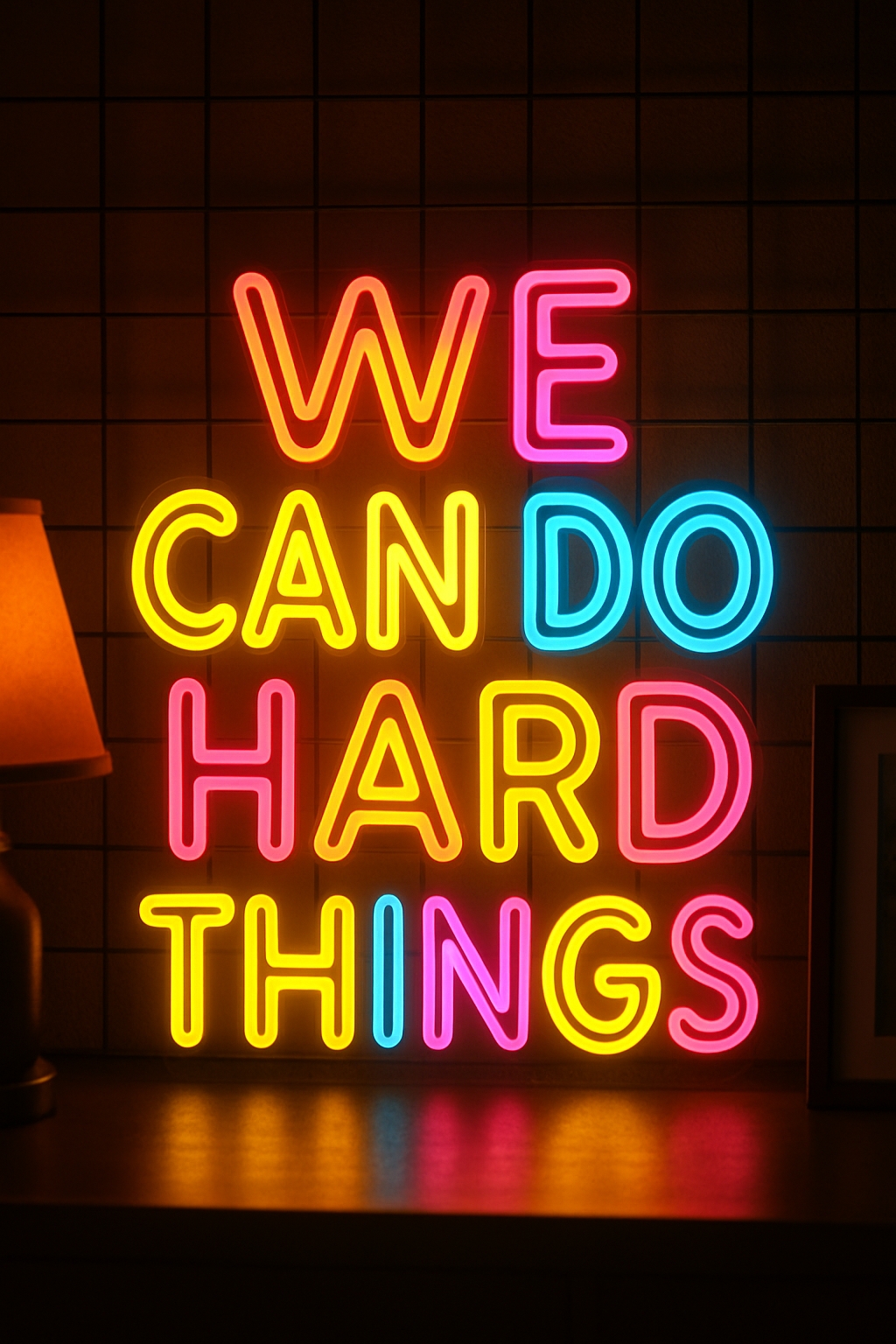 Vibrant Neon 'We Can Do Hard Things' Inspirational Poster