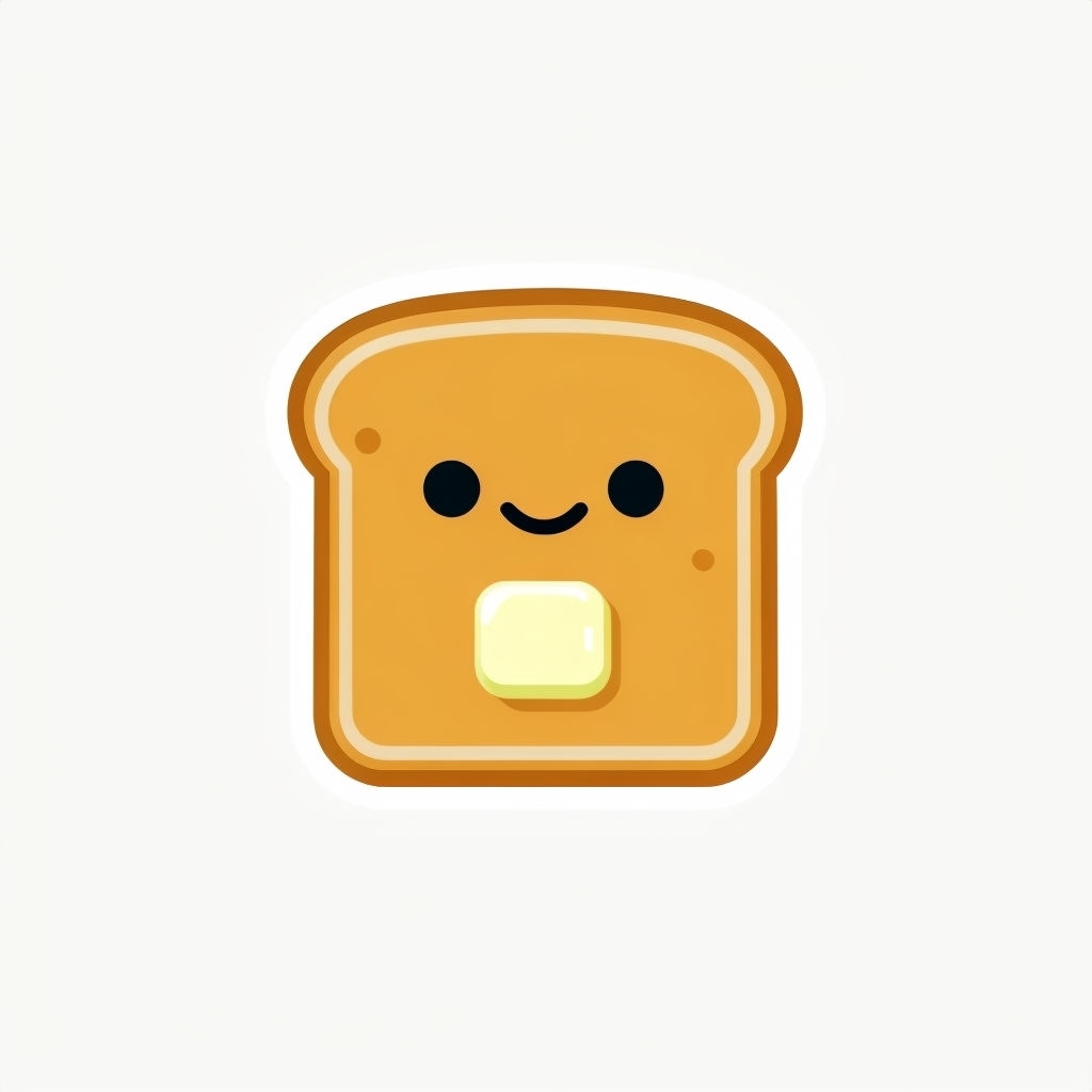 Cute Friendly Toast Graphic with Butter for Breakfast Sticker
