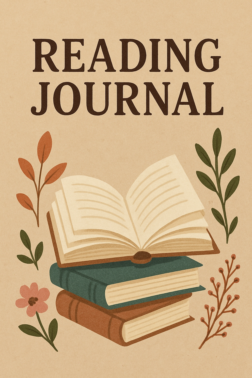 Minimalist Reading Journal with Books and Botanicals EBook Cover