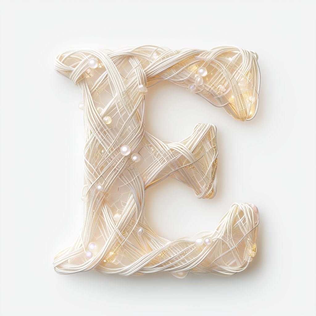 Elegant Woven Letter E Monogram Design on White Background Monogram