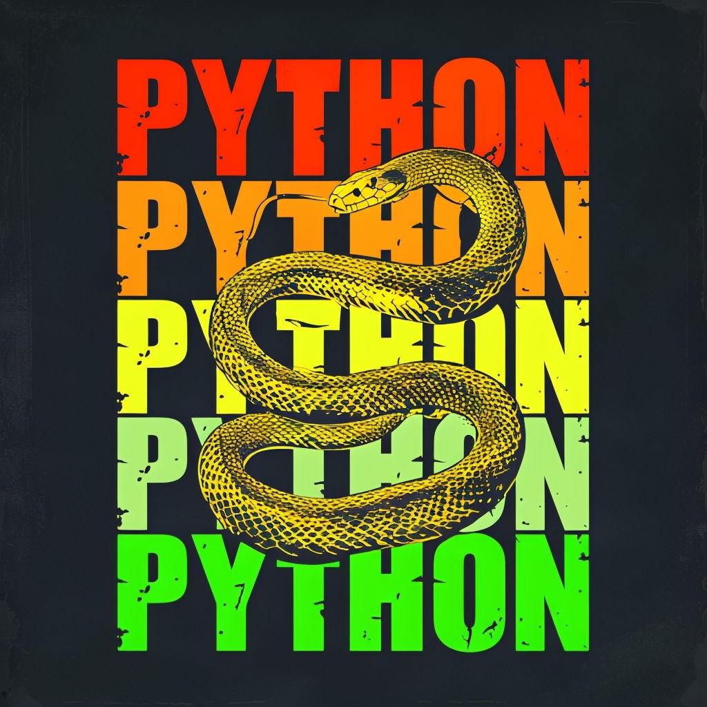 Vibrant Python Snake Graphic Design T-Shirt
