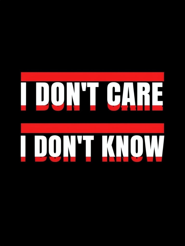 Bold I Don't Care I Don't Know Typography Design Poster