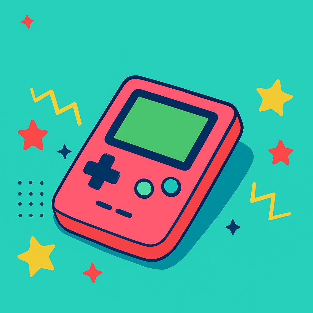 Vibrant Retro Handheld Game Console Illustration Poster
