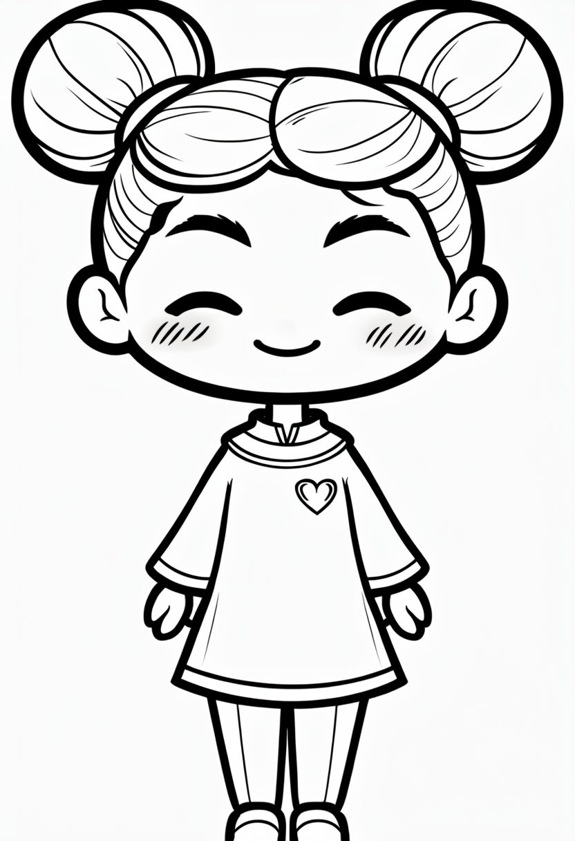 Playful Cartoon Character Outline for Fun Coloring Book Pages