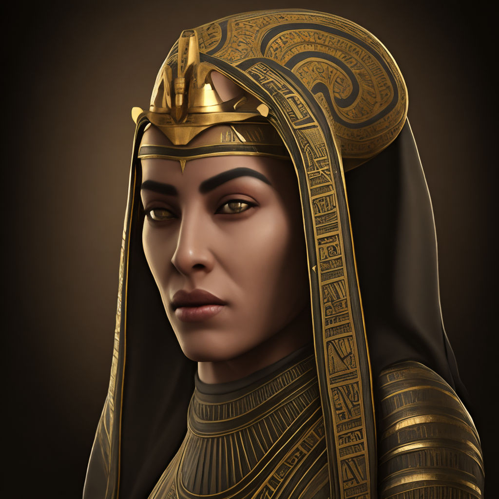 Crying ancient egyptian pharaoh queen hijab looked down by edtore ...