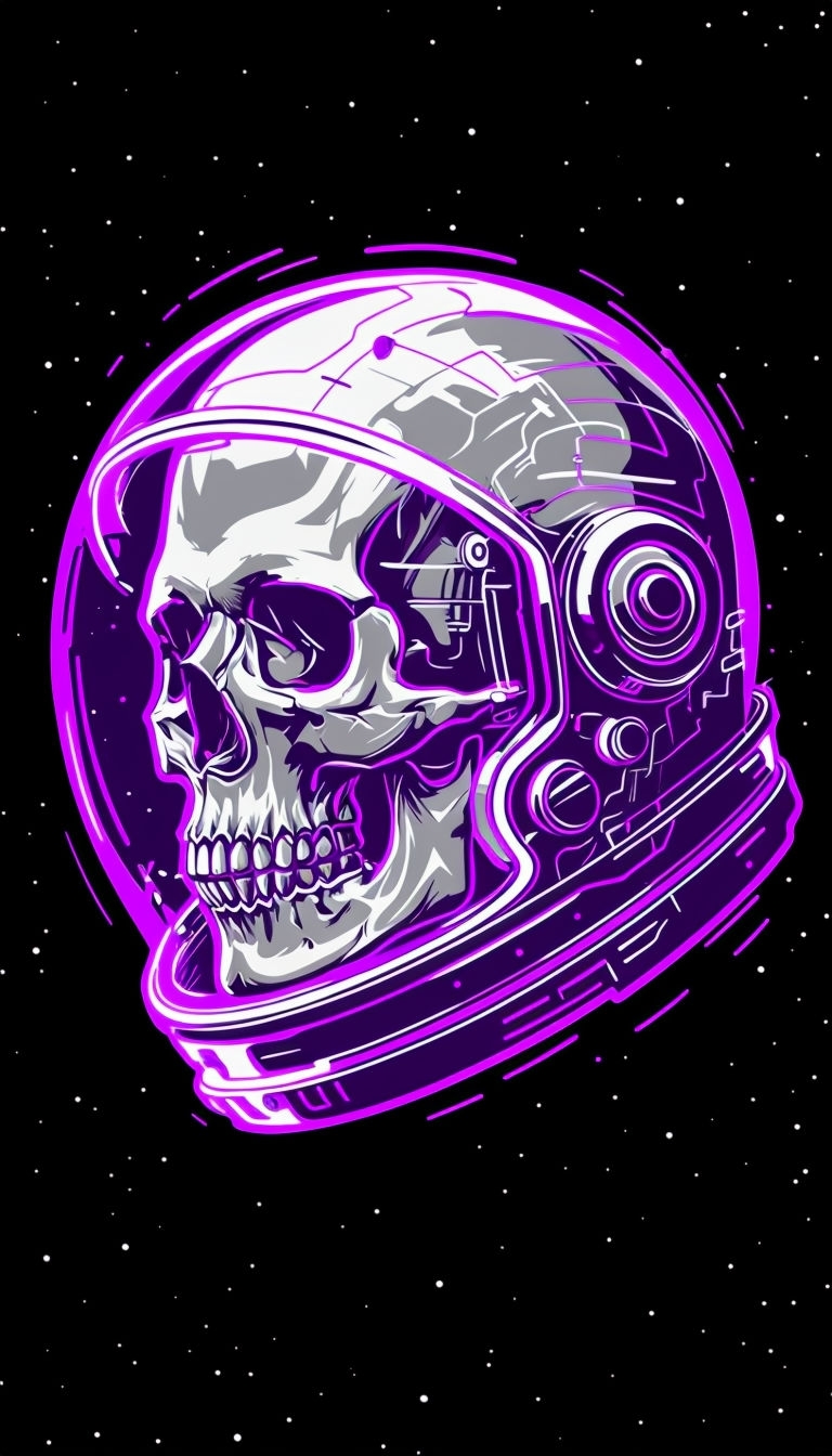 Futuristic Skull in Astronaut Helmet Cosmic Art Phone Case Cover