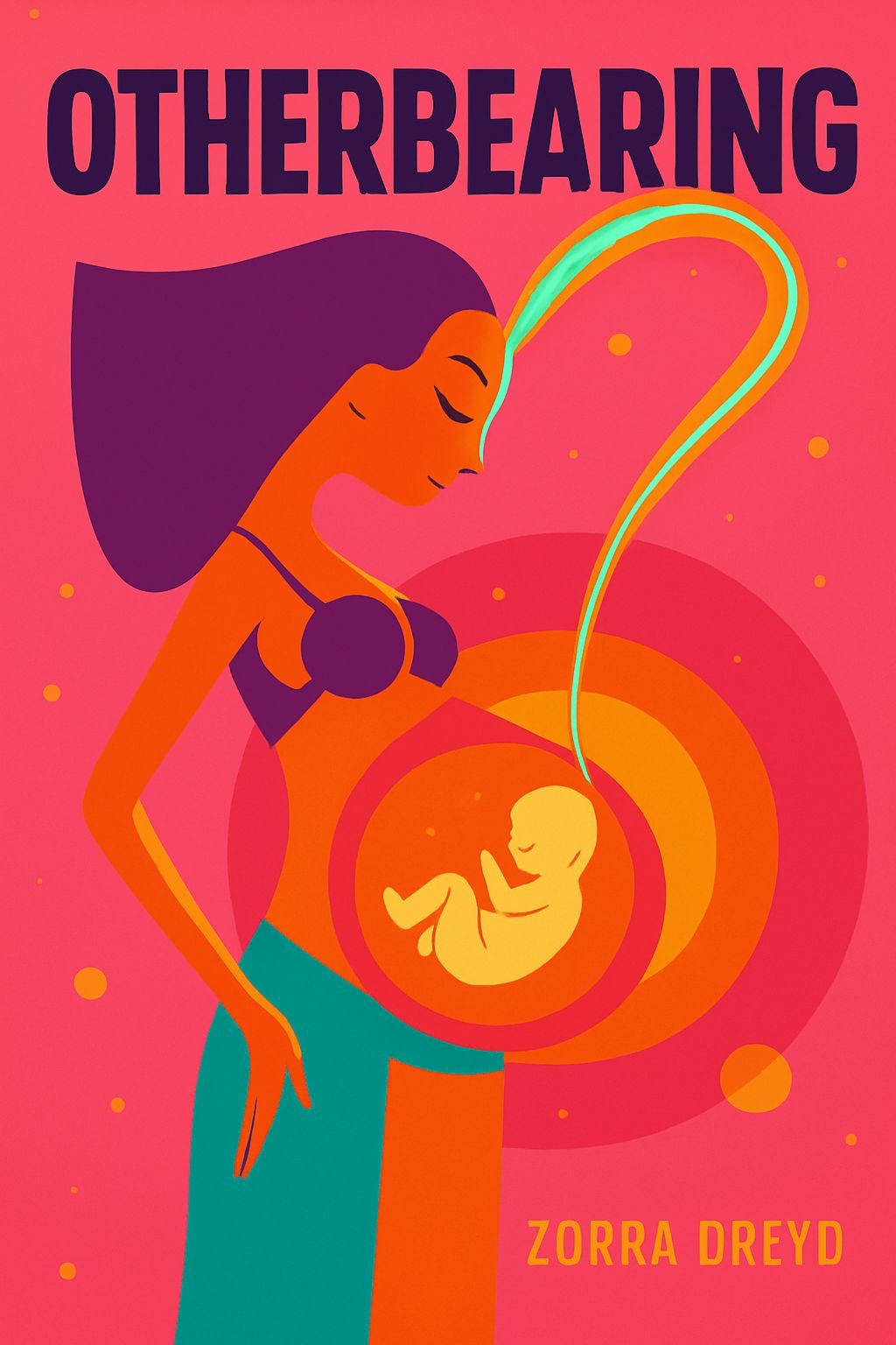 Serene Pregnancy Illustration with Cosmic Elements for EBook Cover