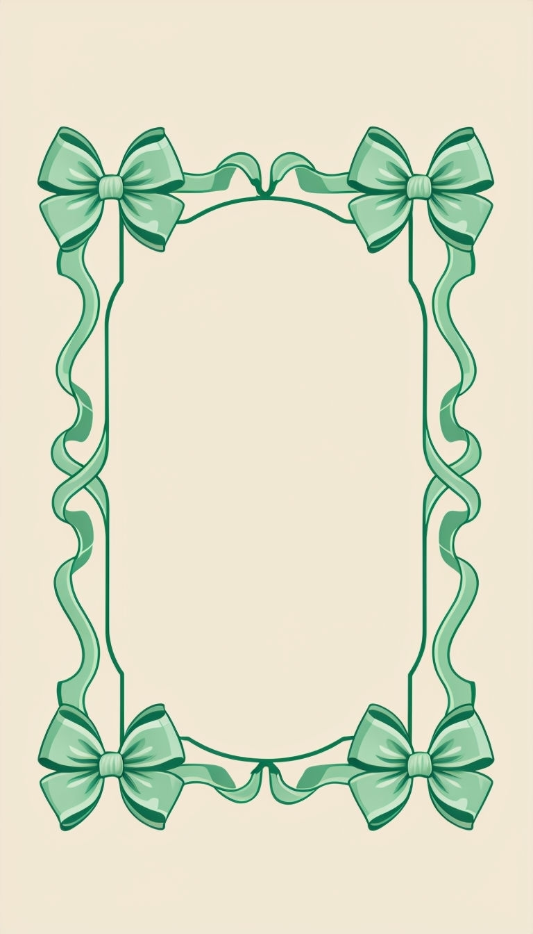 Elegant Minimalist Pale Green Ribbon Frame Illustration Social Media Post