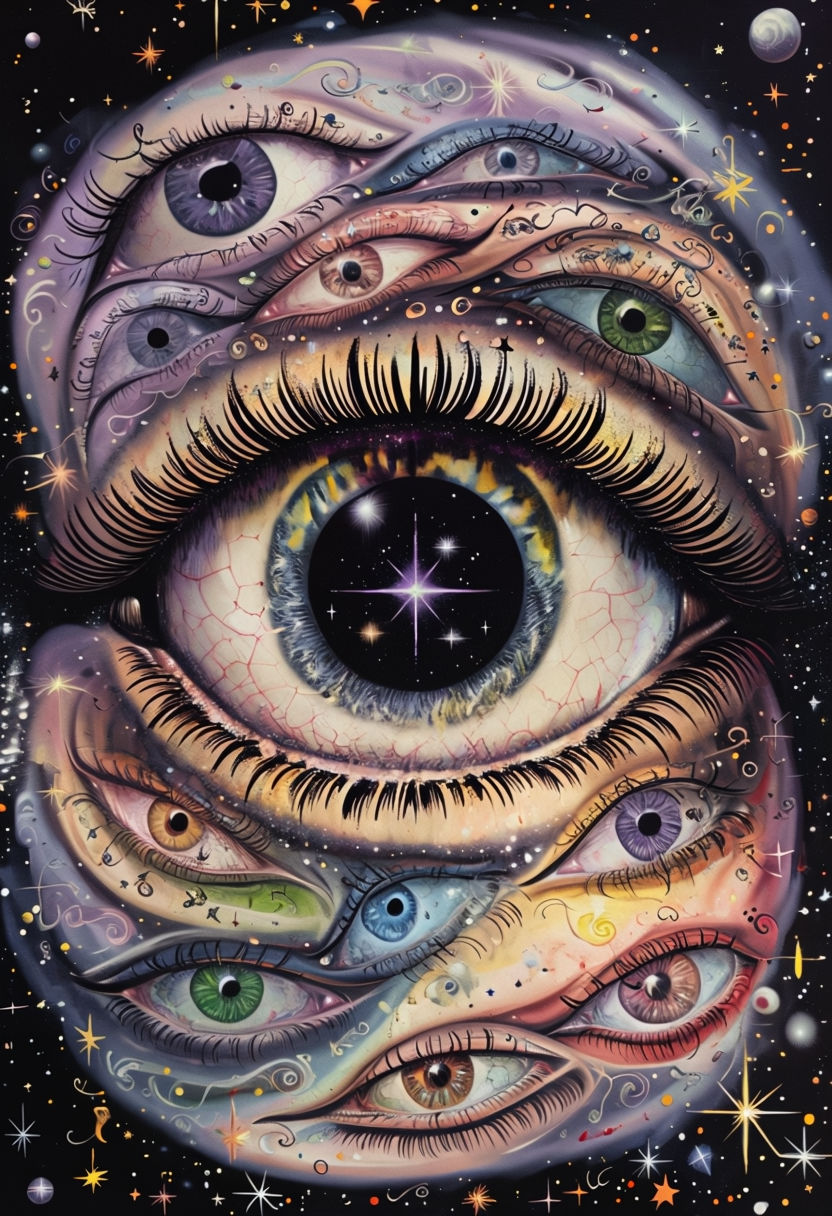 Cosmic Eye with Intricate Patterns and Stars Art