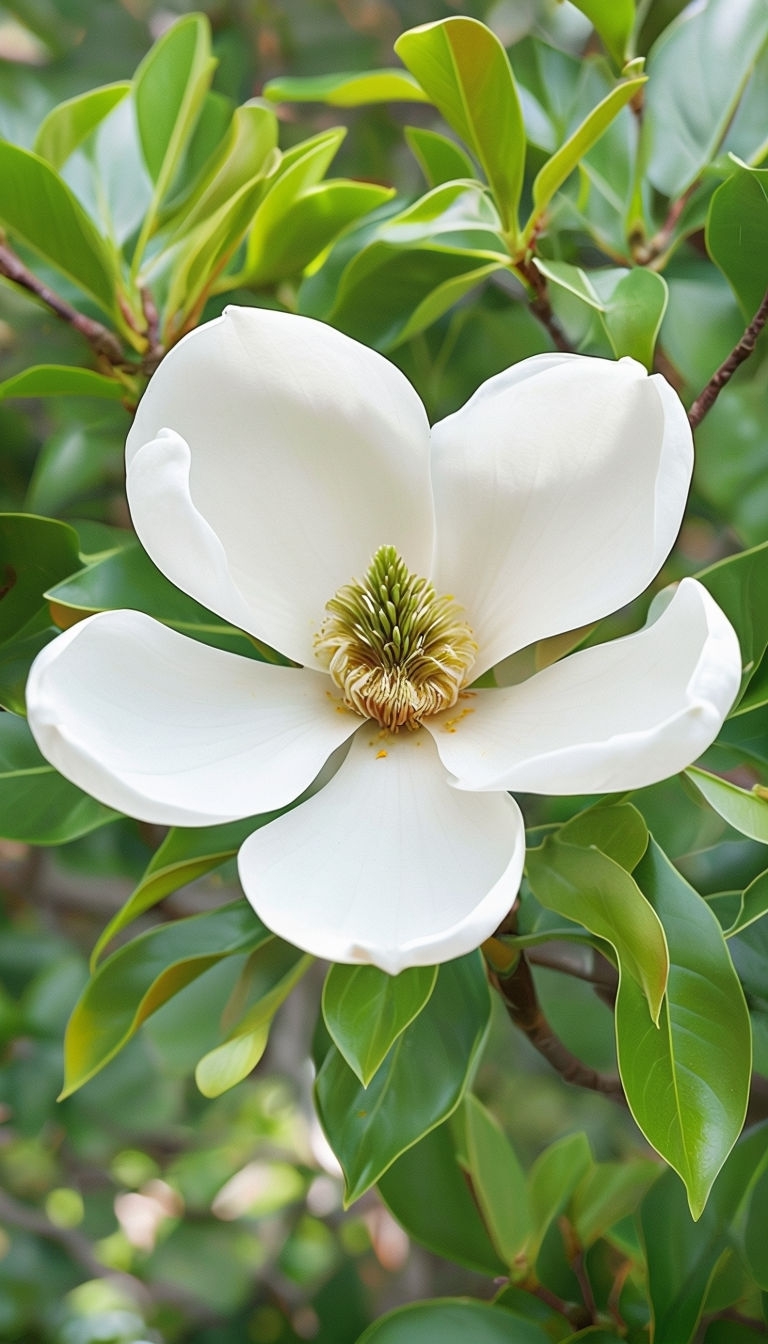 Elegant White Magnolia Flower Close-Up Photography Mobile Wallpaper