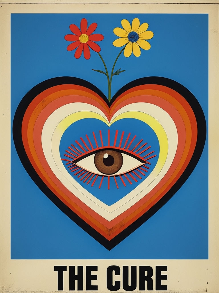 Vibrant Modern Heart and Eye Abstract Art Poster