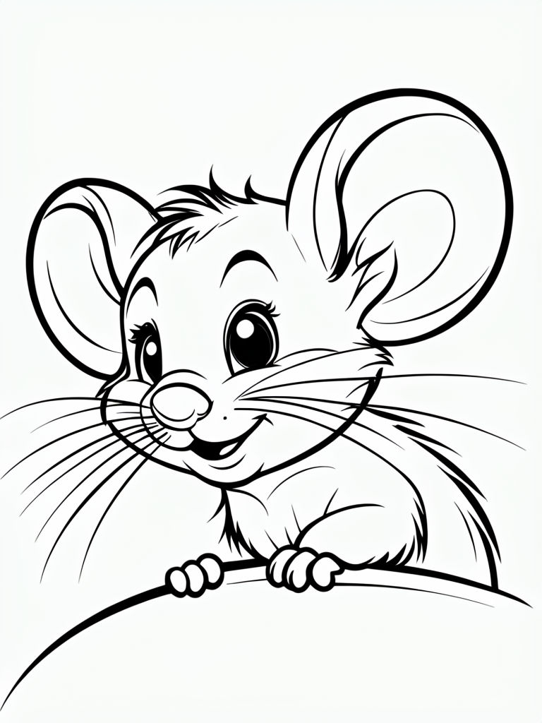 Cheerful Cartoon Mouse Coloring Page for Fun and Creativity