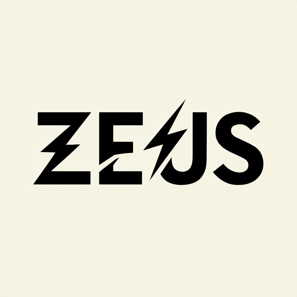 Dynamic Zeus Typography Logo with Lightning Bolt Design
