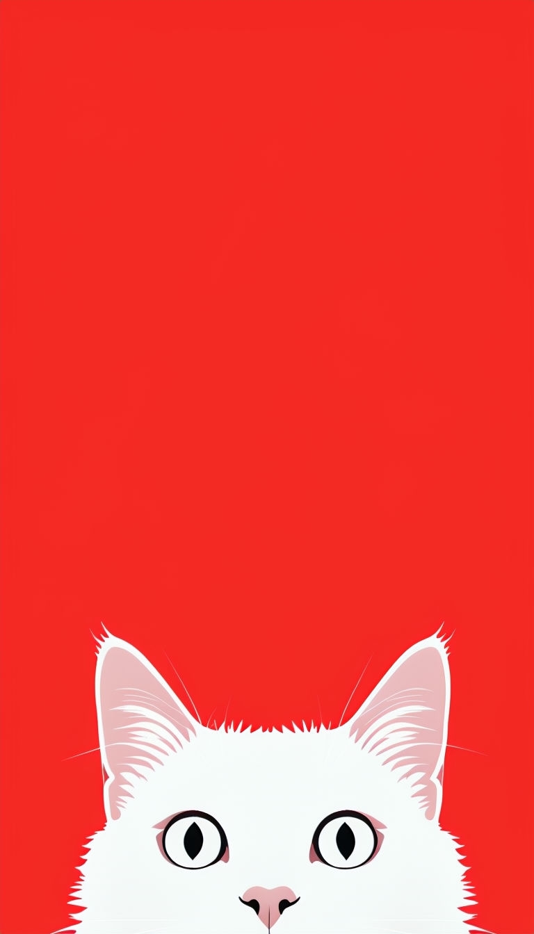 Minimalist White Cat Illustration on Bold Red Background Phone Case Cover