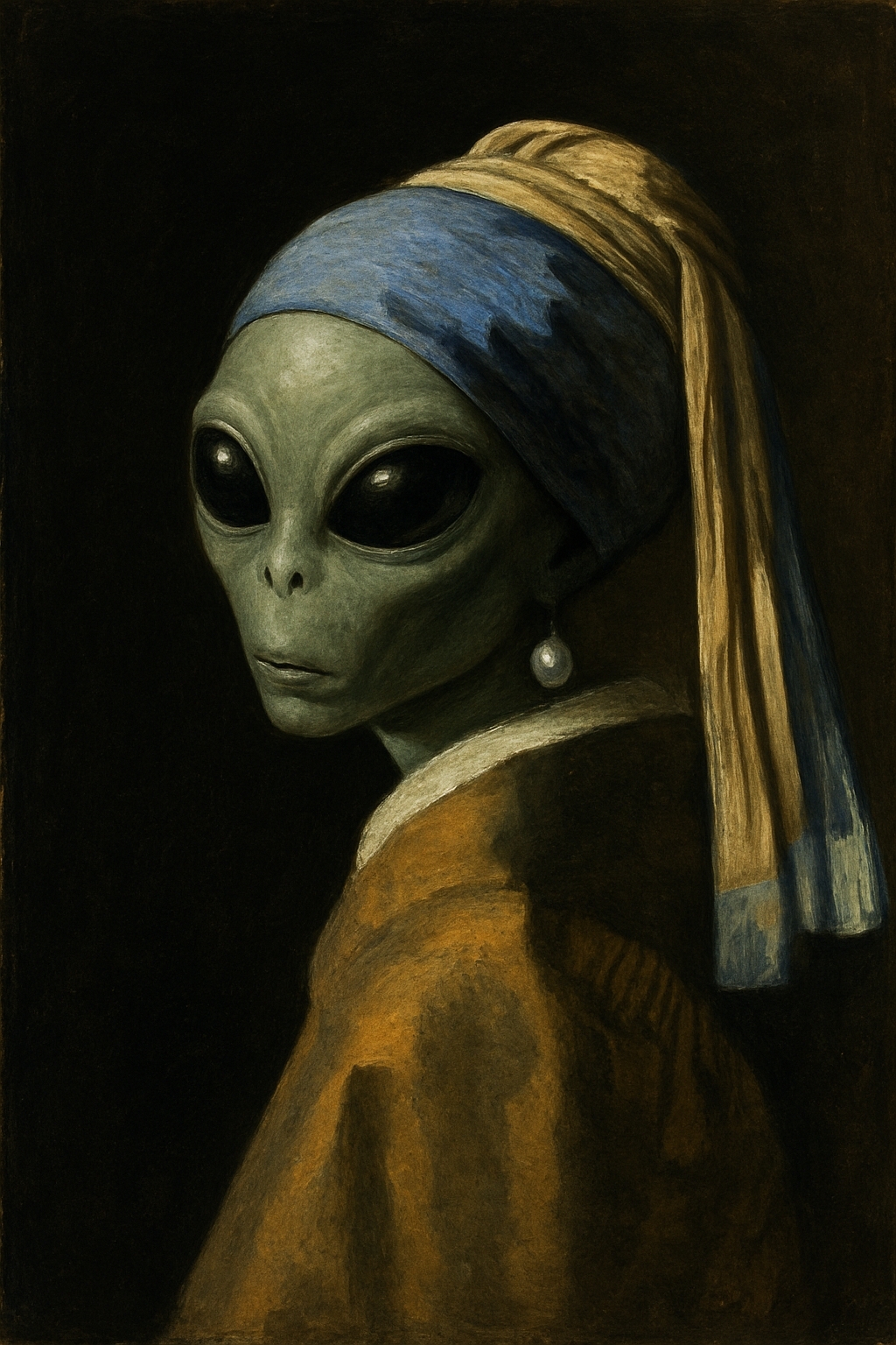 Surreal Alien Portrait in 17th Century Fashion Art